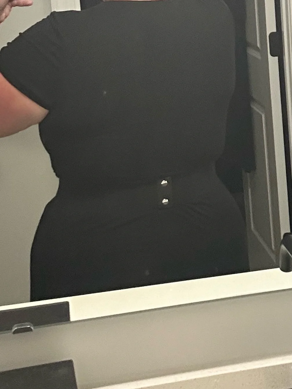 Torrid Black Stretch Waist Belt Silver Double Crescent Buckle Size 1/2